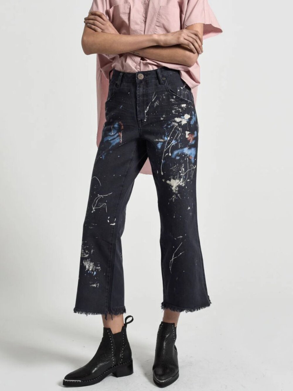One Teaspoon Libertines High Waist Wide Leg Denim Jeans Midnight Artiste Size 25